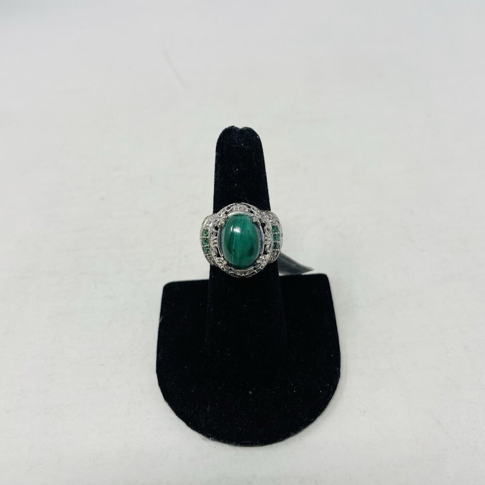 Shop LC Karis Collection African Green Malachite Size 7 Oval Simulated Ring 5255